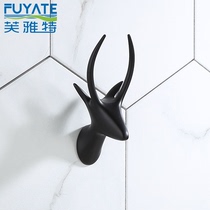 Nordic modern style porch clothes and hats adhesive hook toilet wall creative light luxury black single hook can be free from punching