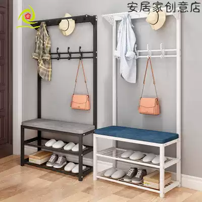 Shoe stool hanger integrated shoe rack shoe replacement stool combination home door shoe stool soft bag cloth art coat rack
