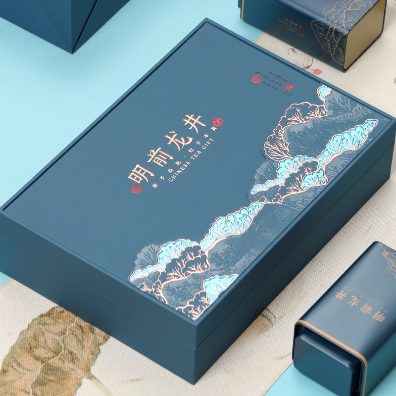 New green tea West Lake Ming Former Longjing tea leaf packaging box empty gift box Green tea Semi-catty Lion Peak Longjing Tea Gift Box-Taobao