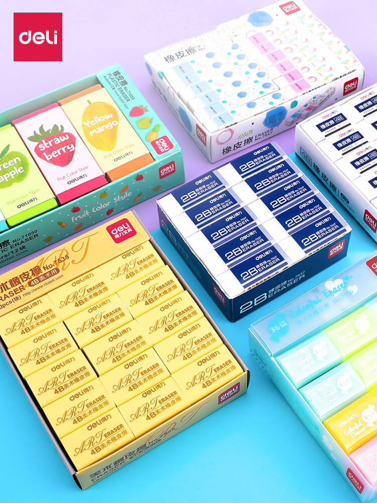 Deli Eraser Students Clean Creative Cartoon Cute Kids 2b Like Skin Eraser Wholesale Fine Arts Stationery Supplies Eraser Primary School Students Boxed Like Skin Eraser 4b