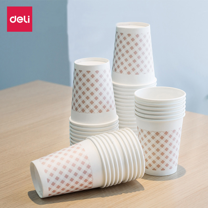 Deli paper cup 9569 thickened and insulated disposable paper cup water cup 180ml 50 bags environmental protection