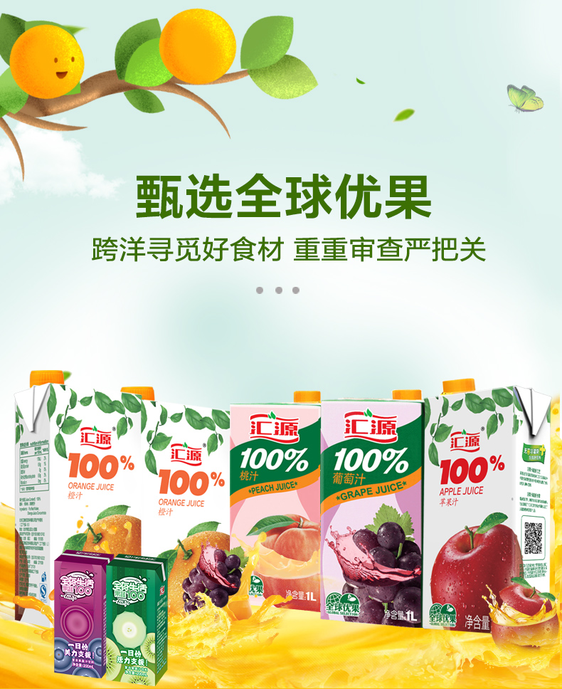天猫超市 汇源果汁 臻贵礼盒 100%果汁 1L*5盒 0添加 图5