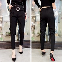 Small feet Haren pants womens 2020 Autumn new black nine-point high waist casual small trousers slim body slim radish pants