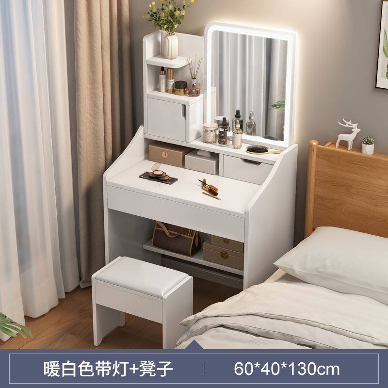 Makeup Desk 2021 New Solid Wood Small Household Type Single Makeup Desk Small Bedroom Modern Minimalist Accommodating Cabinet
