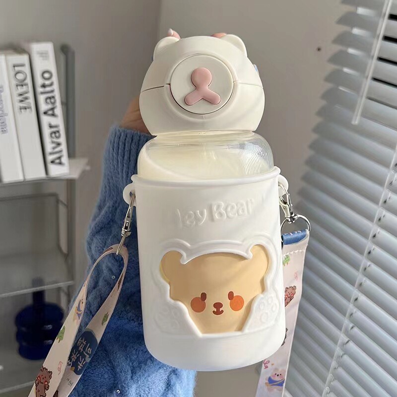 Glass Cup children ins and upscale delicate and good-looking net red money to go to school with anti-fall drinking water Corpora