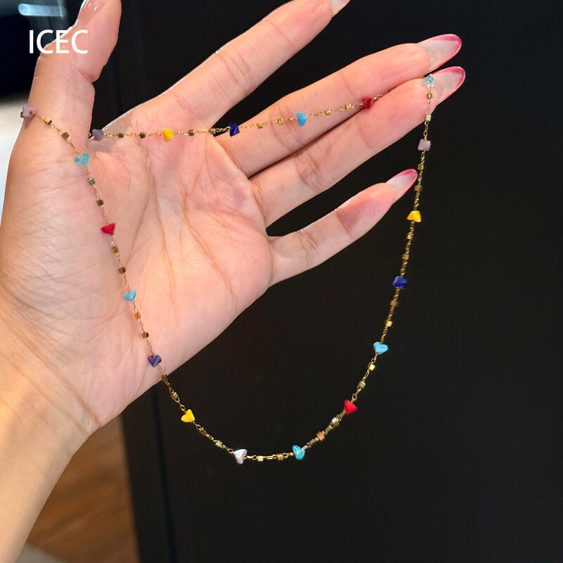 S925 Sterling Silver Colorful Dopamine Heart Necklace for Women 2026 New Style High-End Clavicle Chain Niche Design Accessory