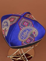 Xinjiang dance mens embroidered square hat ethnic style corduroy embroidered hat Uighur dance performance hat