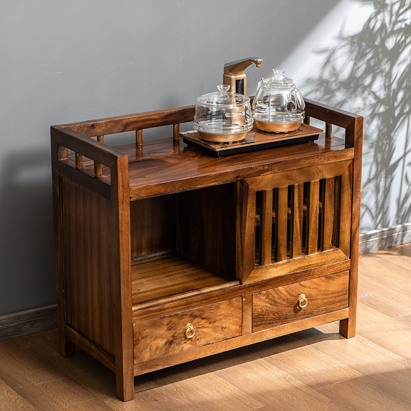 Hupeach Wood New Chinese Tea Side Cabinet Shelve Shelve Home Tea Water Cabinet Water Purifier Side Cabinet Tea Table Burning Water Jug One