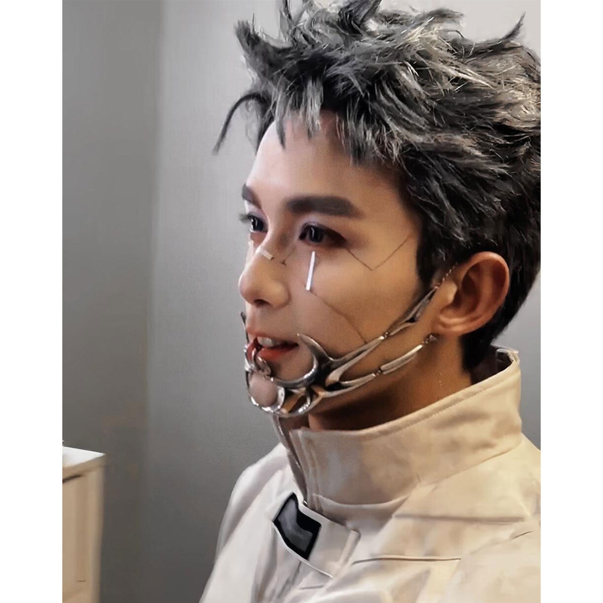 Cyberpunk mask accessories Halloween cosplay half-face decorations women's face mask anti-bite mask men's performance decorations