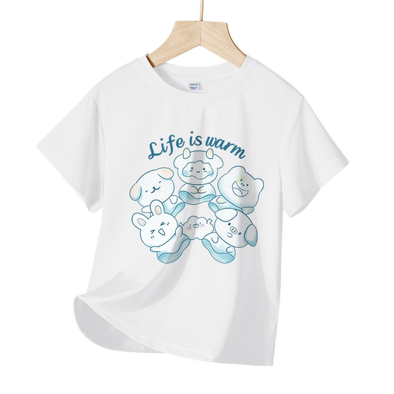 
Jean-Vis children's clothing girls short-sleeved T-shirt 2025 new summer ice silk mesh half-sleeved children's quick-drying clothes summer clothing