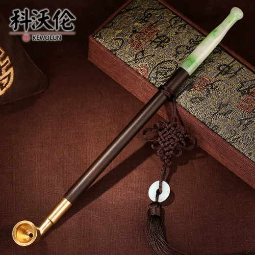 Расширенный дизайн ручной работы старый нефрит черный дерево деревянный стержень сухой дым сумки старой в стиле чистого медного подарка