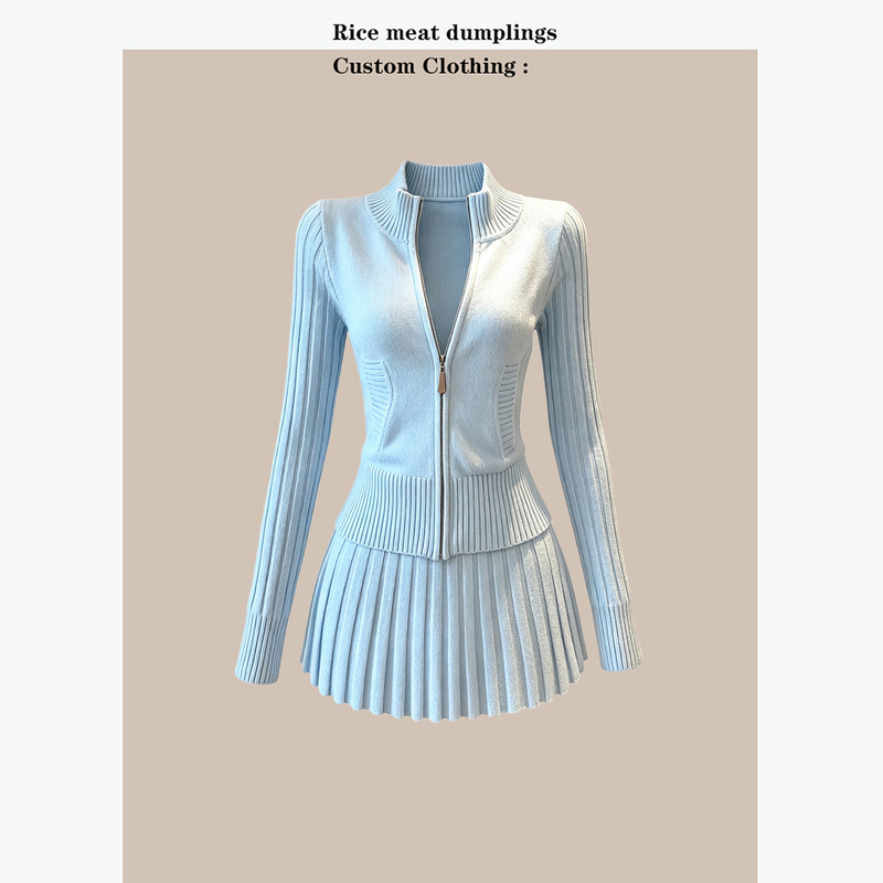Korean Style Light Knit Suit for Women, Autumn and Winter New Long-Sleeved Sweater Jacket Top and Skirt Two-Piece Set Korean Style Light Knit Suit for Women, Autumn and Winter New Long-Sleeved Sweater Jacket Top and Skirt Two-Piece Set