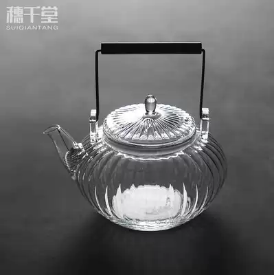 Suiqitang heat-resistant glass tea set crane head hand copper lift beam boiling teapot black crystal furnace heating kettle