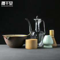 Suiqiendang imitation Song Dynasty tea set Matcha bowl tea spoon Bailiben tea whisk Teapot Heat-resistant glass hand-held pot
