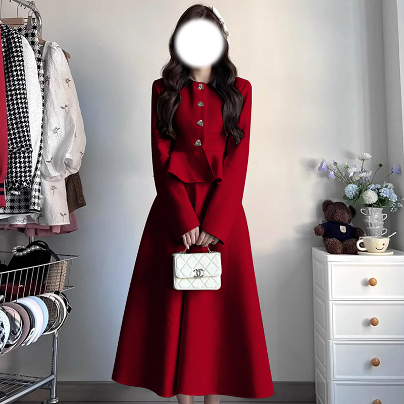 Evening dress, red set, skirt, french style Evening dress, red set, skirt, french style
