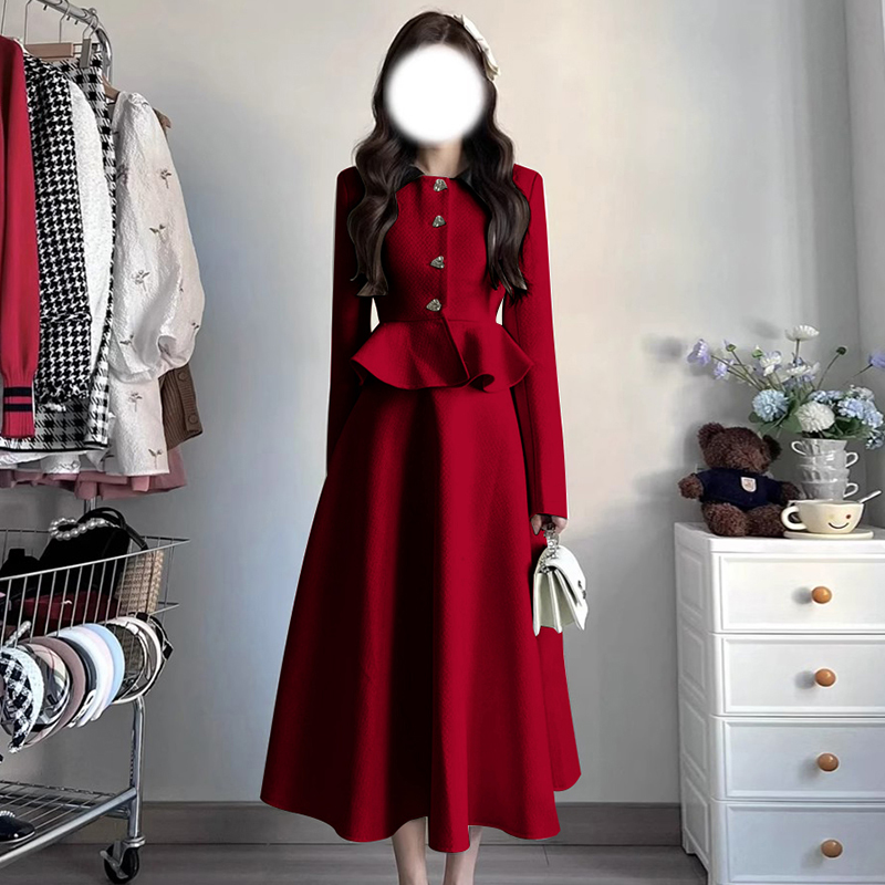 Evening dress, red set, skirt, french style Evening dress, red set, skirt, french style