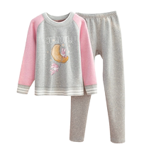 Girls thermal underwear set plus velvet and thickening for girls in winter junior high school students middle and older childrens autumn clothes and long pants