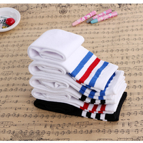 Three-bar cotton childrens dance middle tube socks primary school students performance socks stockings striped over-the-knee girls hip-hop socks