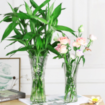 Hydroponic bamboo lily transparent glass vase large round ornaments Flower arrangement dining living room Modern European simple