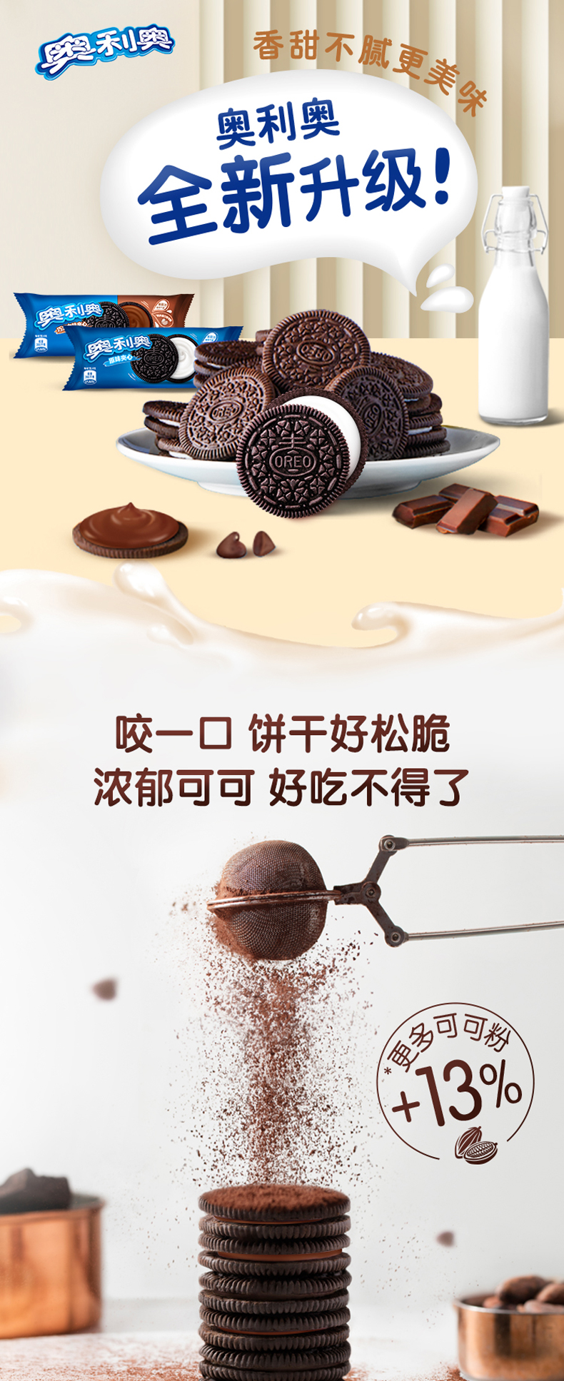 奥利奥 夹心饼干原味巧克力味15包870g 图1
