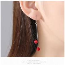 Stud earrings womens long earrings Korean temperament simple cherry earrings Christmas personality wild ear jewelry  