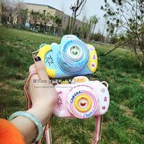 Douyin with the same bubble camera electric music light budding automatic childrens toy bubble blowing machine