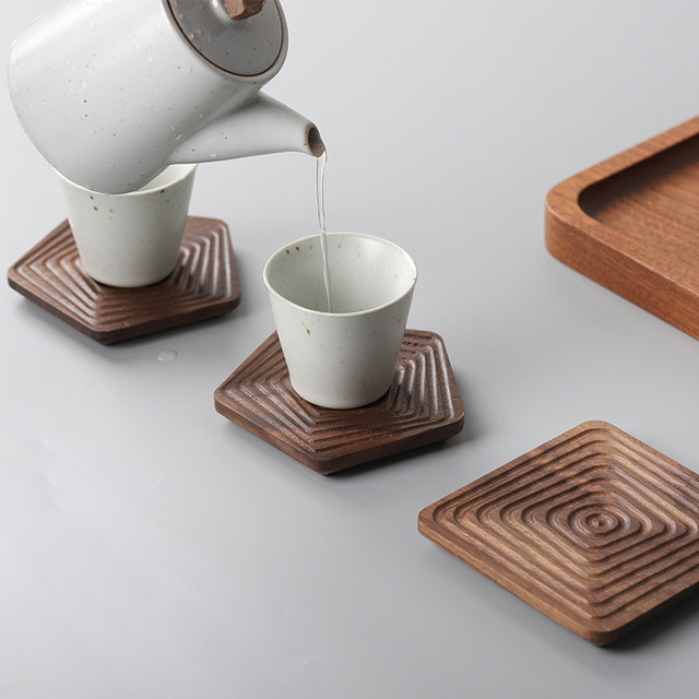 Japanese Resin Tea Coaster Kung Fu Tea Solid Wood Heat Insulation Pad  Household Non-slip Saucer Tea Mat Tea Accessories