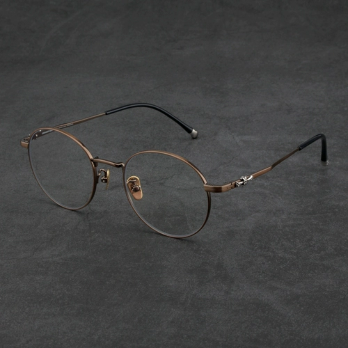 Чистые титановые очки рамки мужчины миопия позитивная круглая ретро полные глаза бронзовые маленькие зеркальные полки