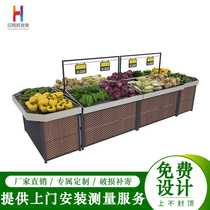Supermarket Raw Fresh Fruit Shelving Vegetable Leaning Against Wall Multilayer Steel Wood Show Shelf Multifunction Guangdong Shelving Manufacturer Direct