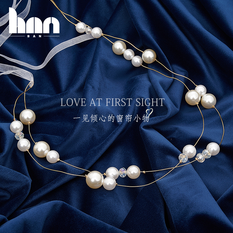 Curtain straps a pair of decorative pearls modern minimalist pearl gauze curtain straps creative wild straps