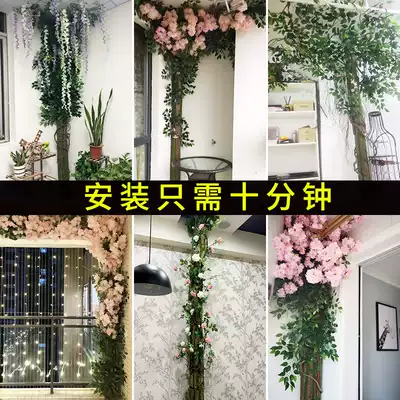 Simulation bark fire pipe package sewer pipe column occlusion indoor wall balcony decoration beautification plant fake tree