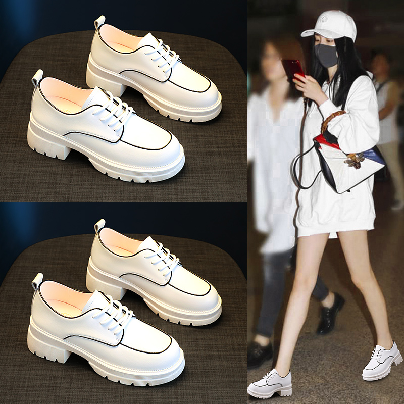Thick Bottom Small White Shoes Children 2022 New Summer 2021 Spring Autumn Inglén Wind Small Leather Shoes Single Shoes Bursting Women Shoes