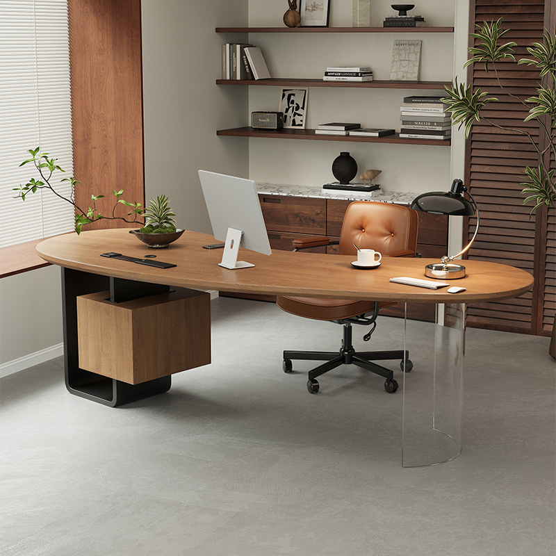 Felloco Solid Wood Executive Desk, President's Office Computer Desk, Work Desk, Home Office Desk, Light Luxury, Modern and High-End Feel