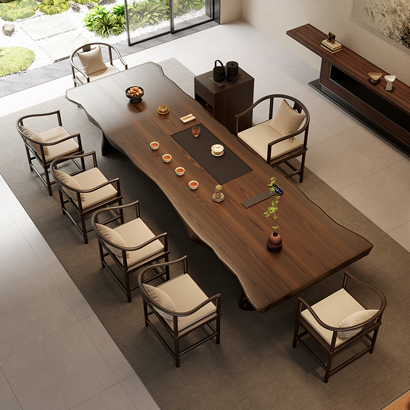 费洛可宋代美学全实木茶桌椅组合，商业接待的高级感密码！