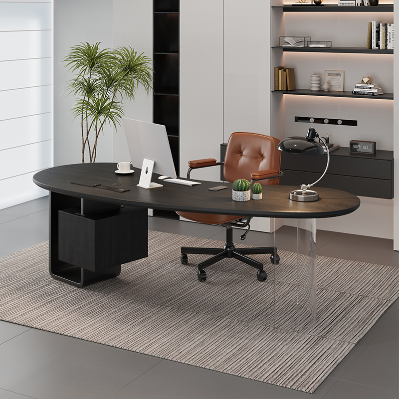 Felloco Solid Wood Boss Desk Computer Desk Office Executive Work Desk Home Desk Light Luxury Modern High-End Feel