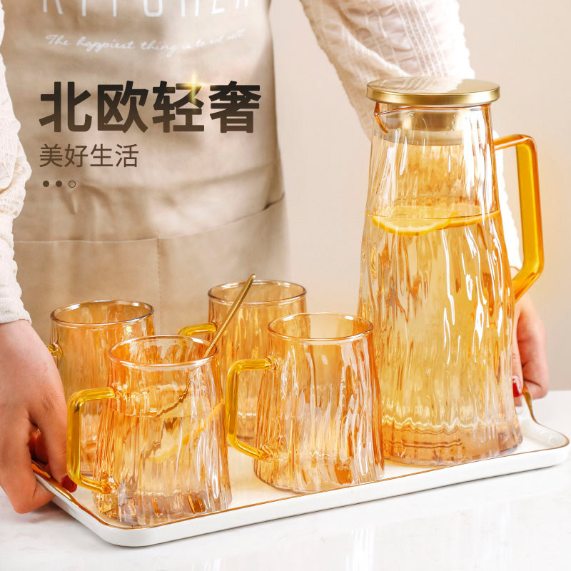 Light luxury glacier glass water cup tea set living room fresh Nordic simple modern high-end water set