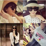 Летние румяна, ретро черные солнцезащитные очки подходит для мужчин и женщин, в корейском стиле, популярно в интернете, 2020, по фигуре