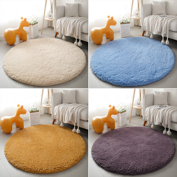 Thickened Lamb Wool Round Rug for Bedroom Dressing Table, Makeup Chair Mat, Rocking Chair Floor Mat, Hanging Basket Chair Cushion