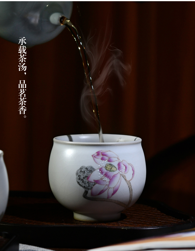 Xu ink your up hand - made sample tea cup dehua ceramic manually single CPU master kung fu tea cup flowers open for