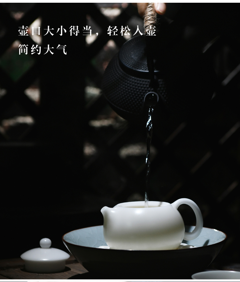 Xu dehua manual ink pigment to burn white porcelain jade porcelain teapot domestic large single pot of filtration kung fu tea kettle