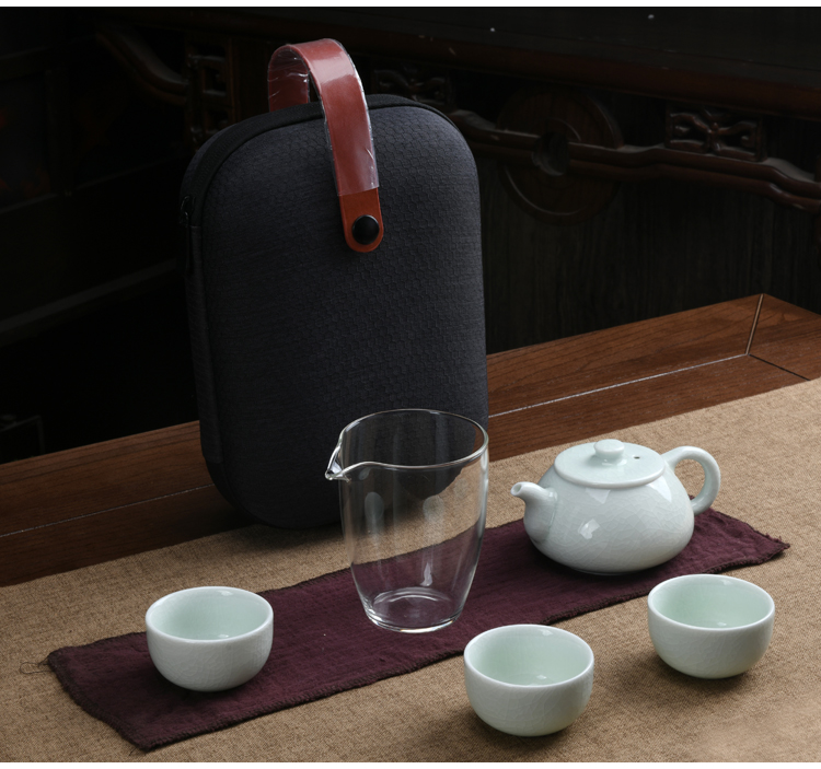 Open the slice of ink your up travel kung fu tea set household contracted portable is suing the mini glass a pot of three cups