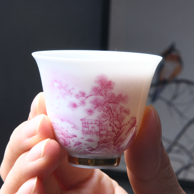 Travel kung fu tea set manual tire agate hongshan xu ink ink color hand - made paint portable a pot of four cups
