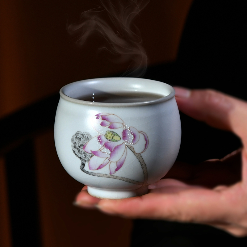 Xu ink your up hand - made sample tea cup dehua ceramic manually single CPU master kung fu tea cup flowers open for