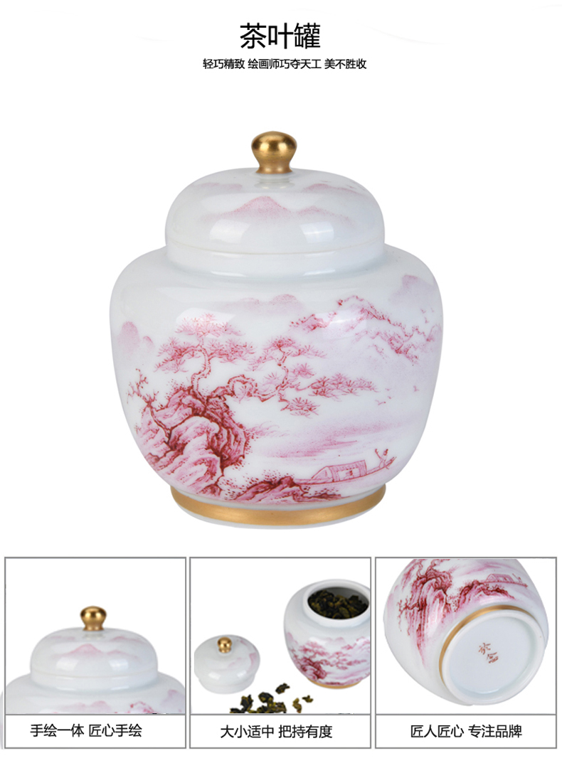 Travel kung fu tea set manual tire agate hongshan xu ink ink color hand - made paint portable a pot of four cups