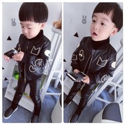 Coat Boy Xuân Thu 2018 New Edition triều bé Pu Da 1-2-3-4-5-Year-Old Jacket.