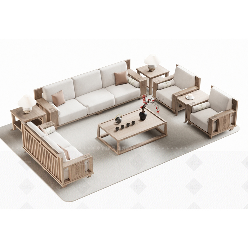 Office Sofa and Coffee Table Combination Set, Simple Modern Rest Area Reception Room Three-Seater Business Sofa