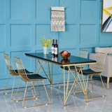 Retro Simple Sifang обеденный стол с твердым древесным столом, мраморное рисовое стол и сочетание переговоров по переговорам по армату