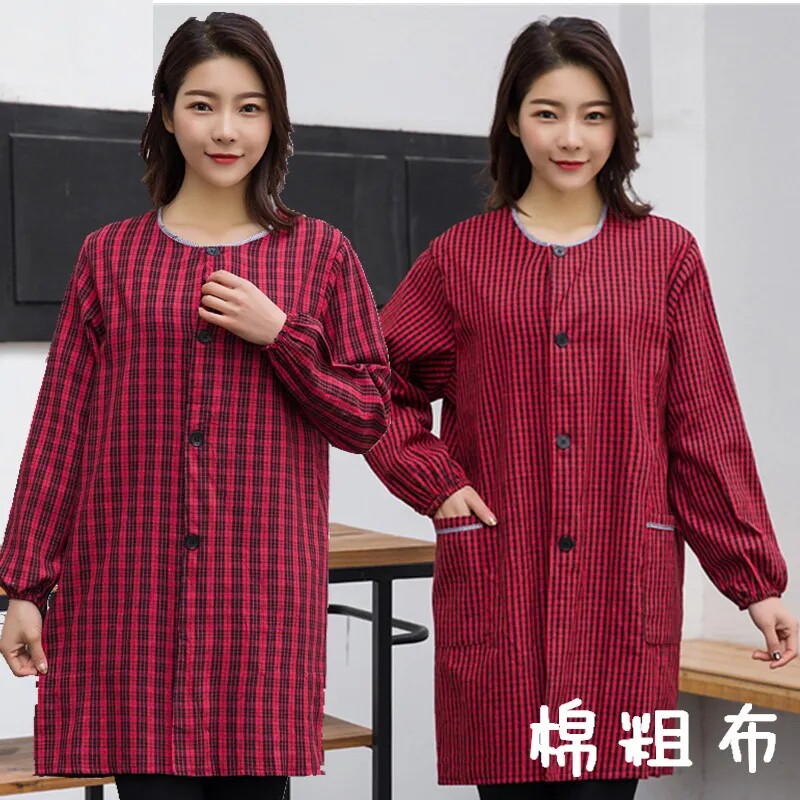 Front buckle apron clothes for men and women fashion household kitchen dust-proof and stain-proof coveralls Overalls Long sleeve long version wear-resistant