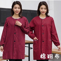  Front buckle apron clothes for men and women fashion household kitchen dust-proof and anti-fouling coveralls overalls long-sleeved long wear-resistant