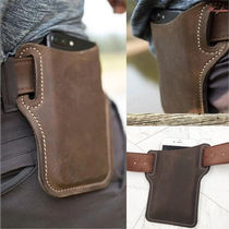  Running mobile phone cover belt work crazy horse leather small fanny pack mens wear belt ultra-thin leather waist portable bag